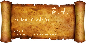 Petter Arzén névjegykártya